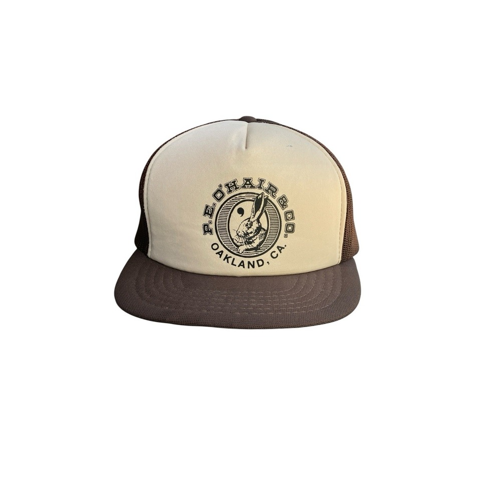 Vtg 80s P.E. O'Hair & Co Oakland CA Trucker Hat Yupoong Brown Cream Foam Rare